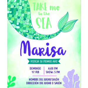 Invitación Cumpleaños Sirena Tail