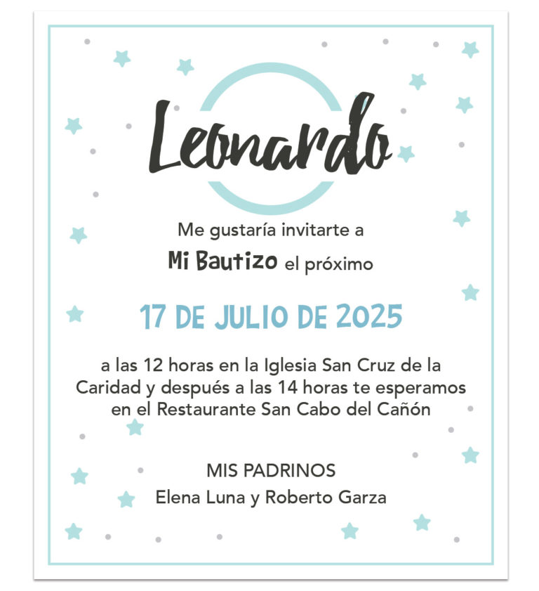 Invitación Bautizo Blue Stars personalizada! Digitales