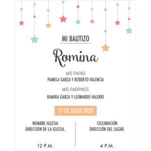 Invitación Bautizo Estrellas