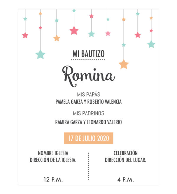 Invitación Bautizo Estrellas