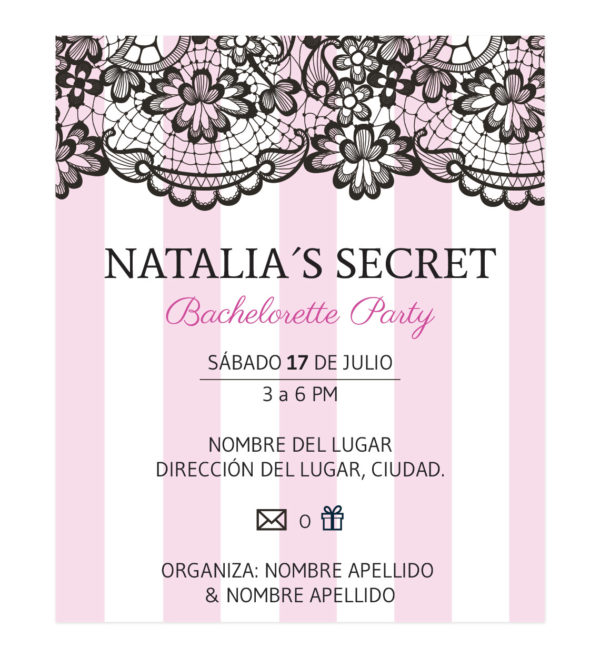 Invitación Despedida de Soltera Secret