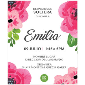 Invitación Despedida de Soltera Fucsia