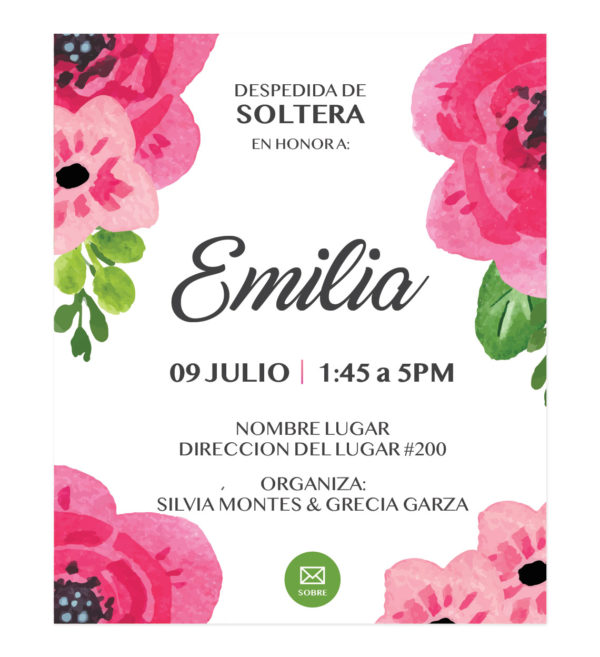 Invitación Despedida de Soltera Fucsia