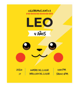 Invitación Cumpleaños Pikachu Rayo