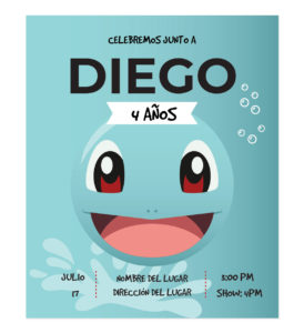 Invitación Cumpleaños Squirtle