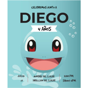 Invitación Cumpleaños Squirtle