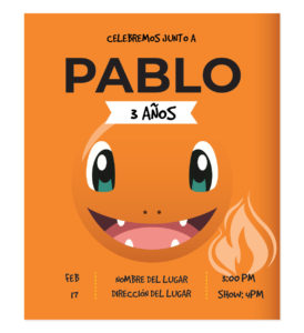 Invitación Cumpleaños Charmander