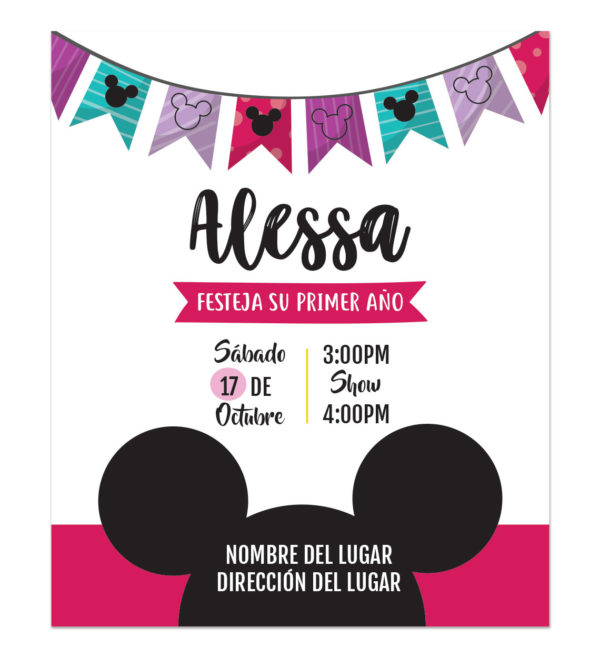 Invitación Cumpleaños Mickey Niña