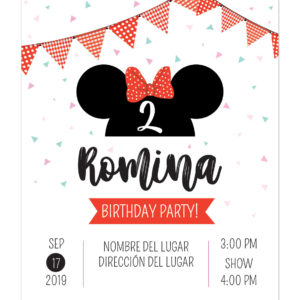 Invitación Cumpleaños Minnie Bow