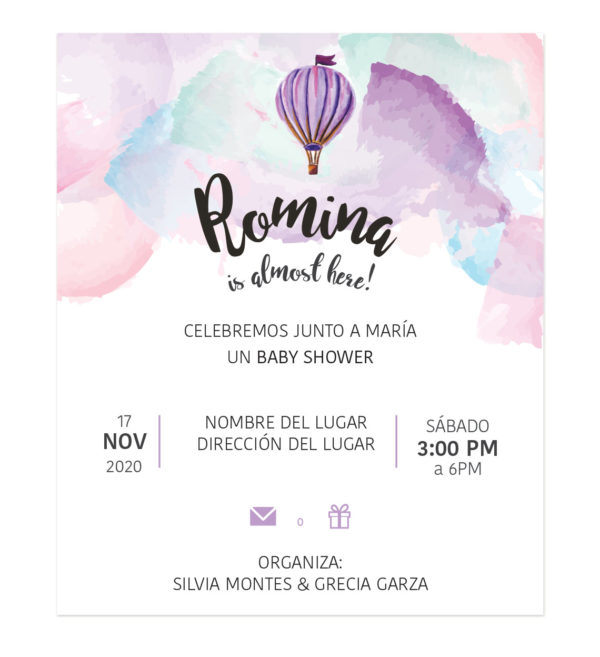 Invitación Baby Shower Globo