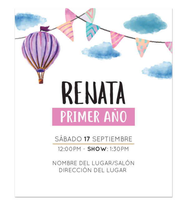 Invitación Cumpleaños Globo