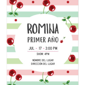 Invitación Cumpleaños Cherry Vintage