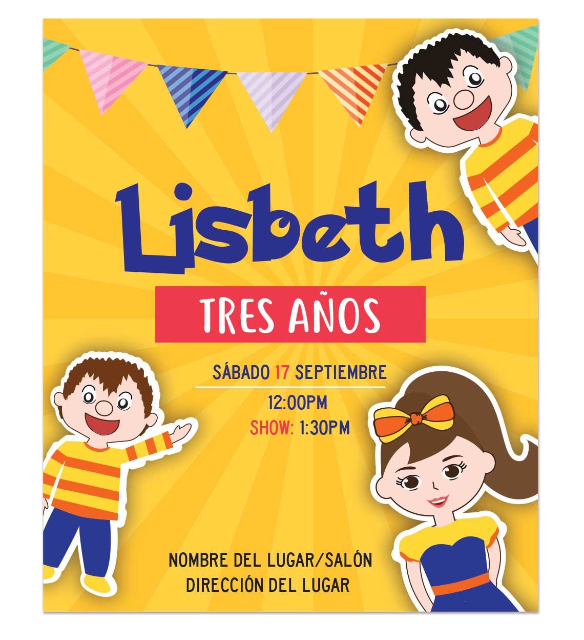 Invitación Bely, Beto y Pepo baila - Diseños personalizados