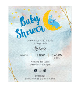 Invitación Baby Shower Conejo Luna