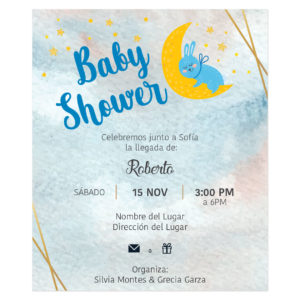 Invitación Baby Shower Conejo Luna