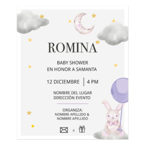 Invitación Baby Shower Conejito Volando