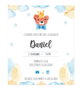 Invitación Baby Shower Rey Oso