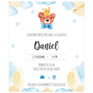 Invitación Baby Shower Rey Oso