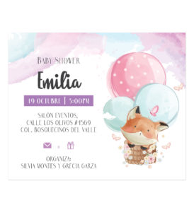 Invitación Baby Shower Zorrito Aerostático