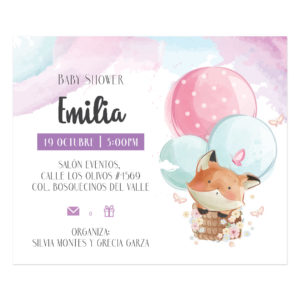 Invitación Baby Shower Zorrito Aerostático