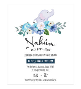 Invitación Baby Shower Elefante