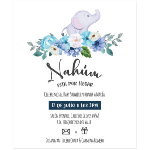 Invitación Baby Shower Elefante