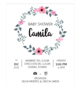 Invitación Baby Shower Corona Flores Rosa