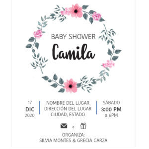 Invitación Baby Shower Corona Flores Rosa