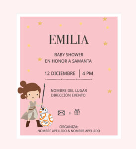 Invitación Baby Shower Rey Star Wars