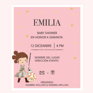 Invitación Baby Shower Rey Star Wars