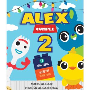 Invitación Cumpleaños Forky y Amigos Hollywood