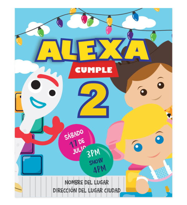 Invitación Cumpleaños Amigos Toy Story Hollywood