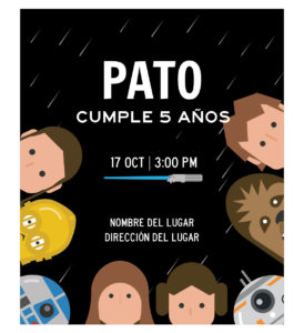 Invitación Cumpleaños Star Wars La Resistencia