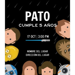 Invitación Cumpleaños Star Wars La Resistencia