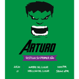 Invitación Cumpleaños Hulk