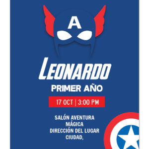 Invitación Cumpleaños Capitán América