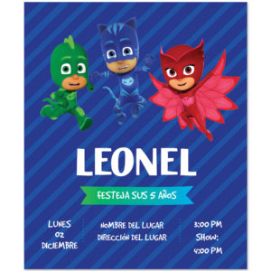 Invitación Cumpleaños PJ Masks