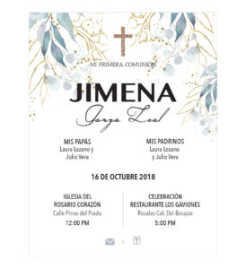 Invitación Primera Comunión Cascada Gris