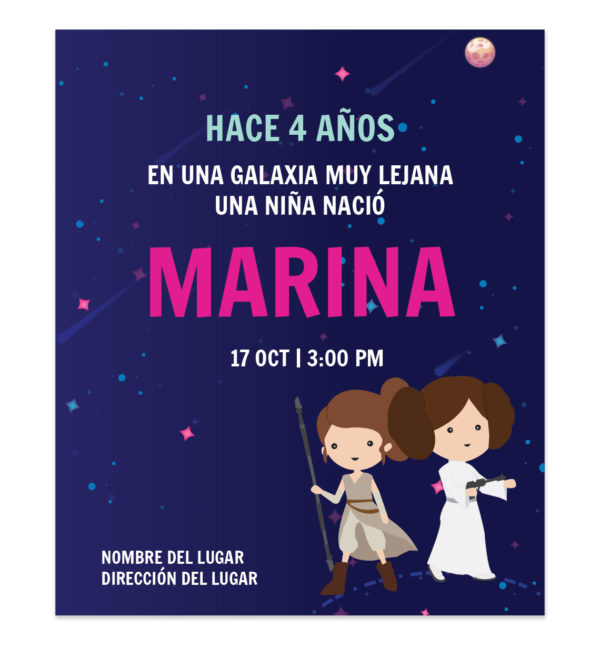 Invitación Cumpleaños Leia y Rey