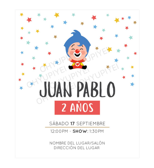 Invitación Cumpleaños Plim Plim Stars