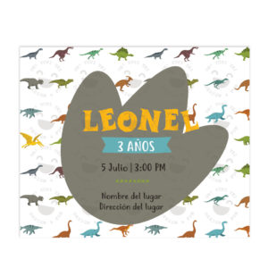 Invitación Cumpleaños Huella Dinosaurio