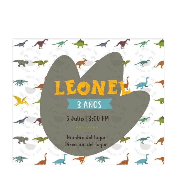 Invitación Cumpleaños Huella Dinosaurio