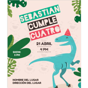 Invitación Cumpleaños Dinosaurio Velociraptor