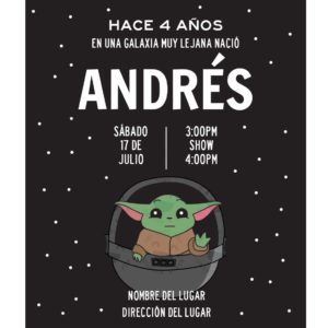 Invitación Cumpleaños Baby Yoda