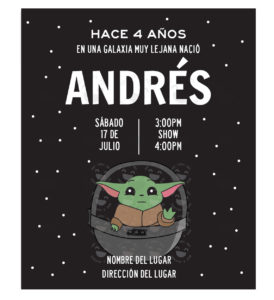 Invitación Cumpleaños Baby Yoda