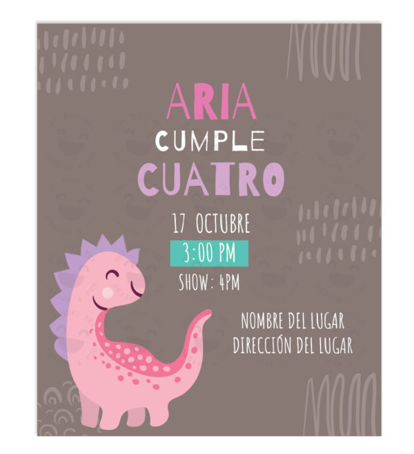 Invitación Cumpleaños Dino Amiga