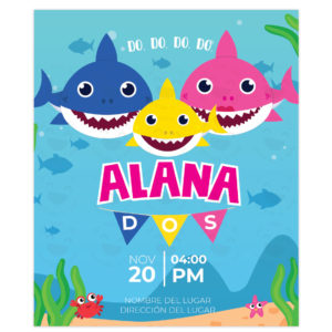 Invitación Baby Shark Banderines