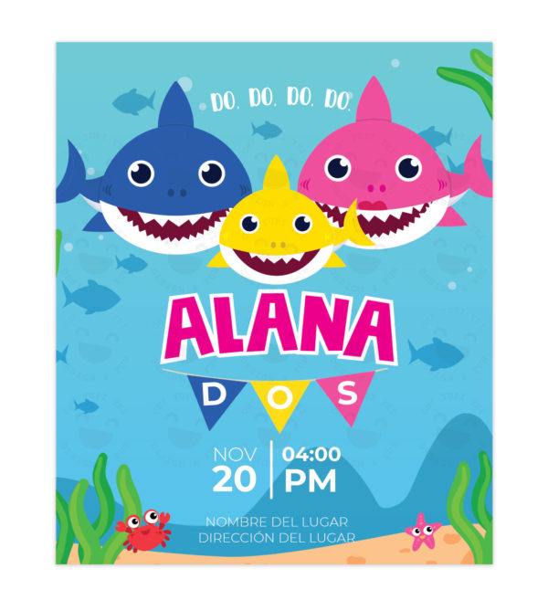 Invitación Baby Shark Banderines