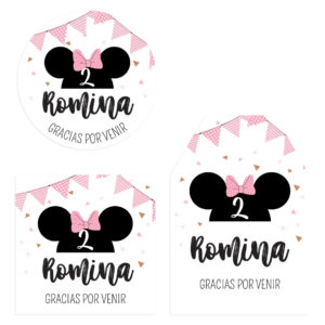 Etiqueta Agradecimiento Minnie Bow Rosa