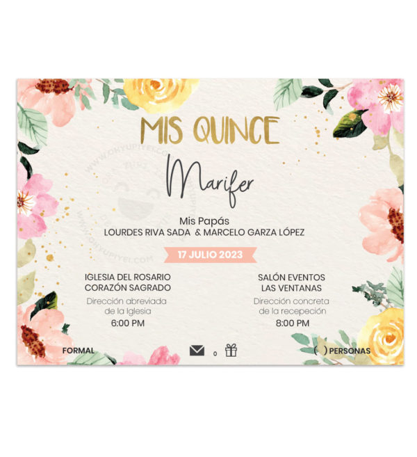 Invitación Mis Quince Flores Primavera